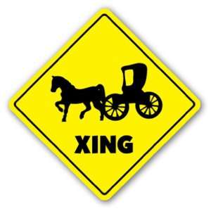  HORSE AND CARRIAGE CROSSING Sign novelty gift Patio, Lawn 