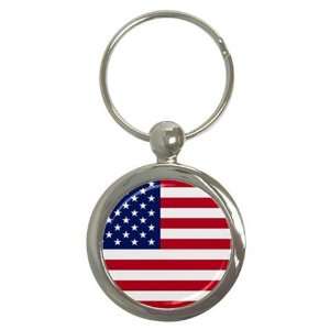  United States Flag Round Key Chain