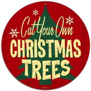  Christmas Trees Ad Retro Tin Sign: Home & Kitchen
