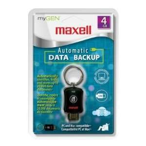 Maxell 4gb Flash Drive With Auto Data Backup Attached Key Ring Pc/Mac 