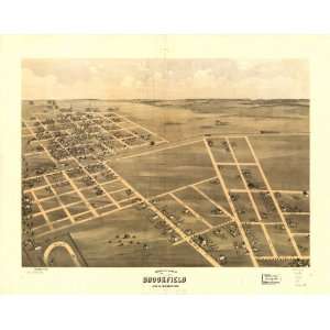    1869 Birds eye map of Brookfield, Linn Co, Missouri