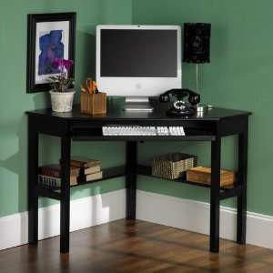  SEI Painted Black Corner Computer Desk: Home & Kitchen