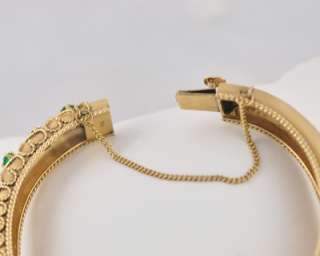 Vintage Emerald 14k Yellow Gold Bracelet  