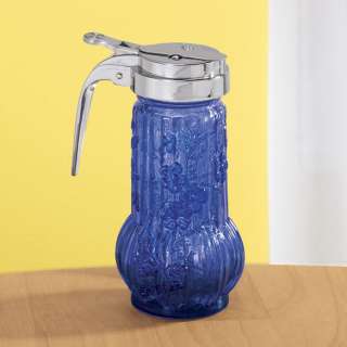 COBALT BLUE DESIGN GLASS SYRUP / HONEY DISPENSER ~NEW~  