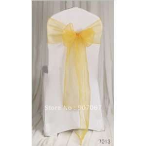 100pcs #7013 yellow organza chair sashes bow cover banquet wedding 