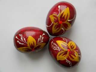 Set of 3 Fine Easter Wooden Hand Painted Pysanka # 3  