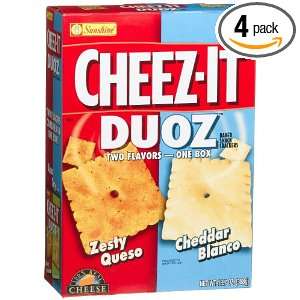 Cheez It Baked Snack Crackers, Duoz, Zesty Queso & Cheddar Blanco, 13 