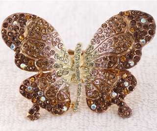 Mixed Butterfly Crystal Stretchy Elastic Ring E0689  