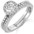 Jewelrydays 18kt White Gold Elegant Diamond Wedding Ring Set
