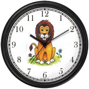 : Lion Cartoon   JP Animal Wall Clock by WatchBuddy Timepieces (White 