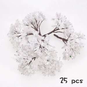   25pcs White Scenery Landscape Model Flower Trees 6.5cm: Toys & Games