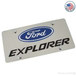  Ford Logo & Explorer Name On Polished License Plate 