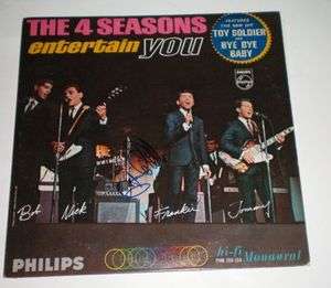 Frankie Valli signed The 4 Seasons Entertain You Album Record  