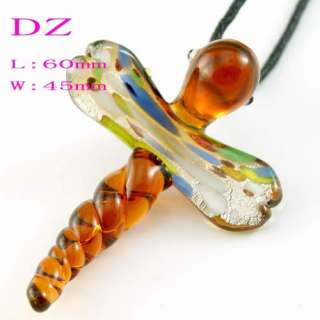   Charming Dragonfly Murano Lampwork Glass Chain Pendant Necklace  