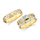   Diamond Engagement & Wedding Rings Set 14k Yellow Gold Bridal (.18 CT
