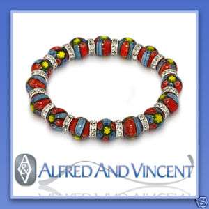 Venetian Millefiori Murano Glass Bead Stretch Bracelet  