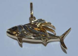 14K GOLD ROOSTER FISH CHARM PENDANT ROOSTERFISH  