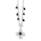 Jewelry Adviser necklaces Silver tone, black glass beaded 16 cross 