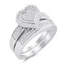 ApexJewels Diamond Engagement Heart Ring & Wedding Band White Gold 