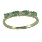 Emerald and Diamond Accent Round Ring. 10k Yellow Gold