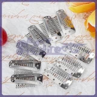   20 Toupee Snap Clips for Hair Extension w/ Rubber Back Slivery  