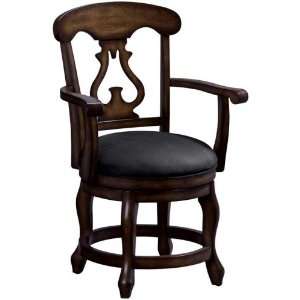  Queen Anne Back Arm Chair Black Dark Brown: Kitchen 