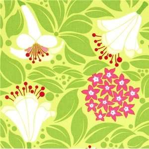 green Michael Miller fabric with flowers by Patty Young  