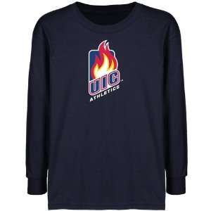  NCAA UIC Flames Youth Navy Blue Team Logo Long Sleeve T 