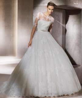 Pretty white/ivory lace half sleeve Wedding bridal Dress zipper/lace 
