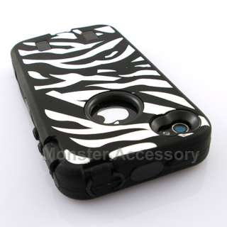 Zebra Double Layered Hard Case Cover For Apple iPhone 4  