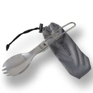  Stainless Steel Folding Spork with Grey Nylon Pouch