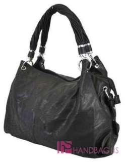   Inspired SOFT PADDED Twist Strap 2 Way Hobo Purse Handbag Black  