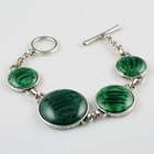 Banquet Fashion Jewelry Green Stone on a Silver Link Bracelet