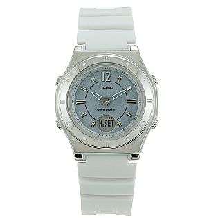   Power Waveceptor Watch with Round Dial and White Resin Band  Casio