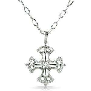 Carat TW Diamond Cross Symbol (Fleur De Lis Style) Pendant in 14k 
