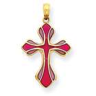Jewelry Adviser pendants 14K Pink and Purple Stained Glassed Cross 