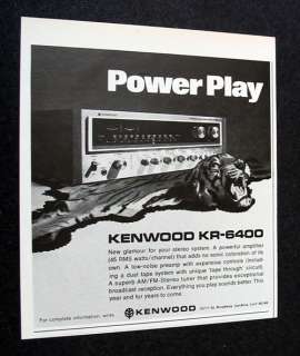 1974 KENWOOD KR 6400 KR6400 STEREO RECEIVER PRINT AD  