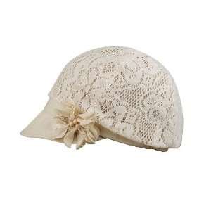  Ladies Linen Flapper Style Jacquard Mesh Lace Hat Beige 