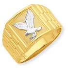 Jewelry Adviser 10k & Rhodium Mens Eagle Ring