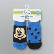 Disney Infant Boys Mickey Mouse Bootie Socks   2 Pairs 