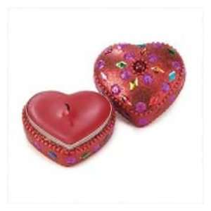  Set of 5 Beaded Heart Candles #36216