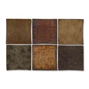 Uttermost 13320 Concaved Set of 6 Wall Art, Rust Brown, Sage Green 