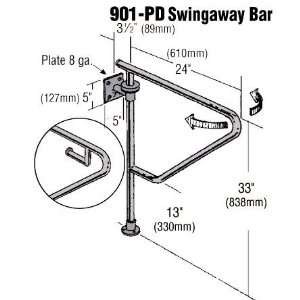   Alloy 304 Anti Slip 1 1/4inch Swingaway Bar W/Toilet Paper Dispenser