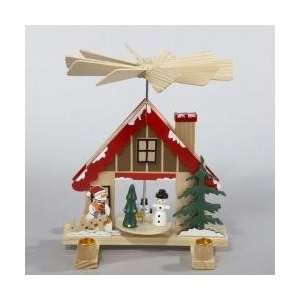   Snowman Home Wooden Christmas Carousel Candle Holder