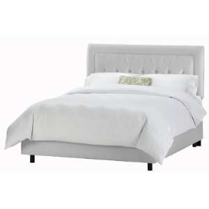    Tufted Border Bed in Shantung Silver Size King Furniture & Decor
