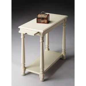  Chairside Table in Distressed Cottage White