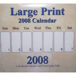  Large Print 2008 Wall Calendar