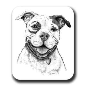  Happy Pit Bull Dog Art Mouse Pad: Everything Else