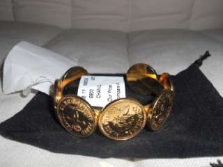 CHANEL Medallion Coin Gold Platd Rhodium Cuff Bracelet  