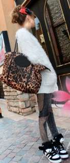   Calfskin Leather Strap Leopard Shoulder Tote OL Bag 3 colors  